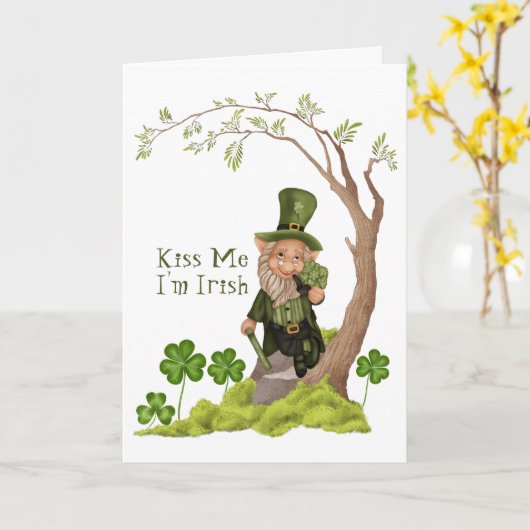 St. Patrick's Day Leprechaun Funny Greeting Kaart (Gele Bloem)
