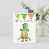 St. Patrick's Day Leprechaun Gnome Covid Face mask Briefkaart (Staand voorkant)