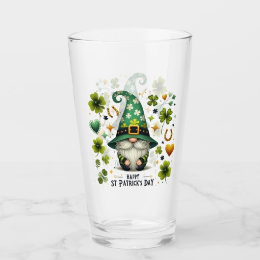 St Patricks Day Leprechaun Gnome Glas (Voorkant)