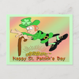 St Patrick's Day Leprechaun Gold Briefkaart