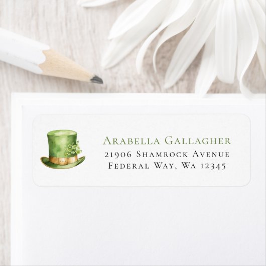 St. Patrick's Day Leprechaun Hoed Retouradres Etiket (Insitu)