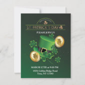 St. Patrick's Day Leprechaun Hoed Shamrocken Iers Feestdagenkaart (Voorkant)