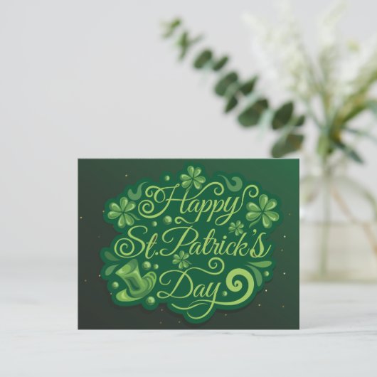 St. Patrick's Day Leprechaun Hoed Shamrocken Iers Feestdagenkaart (Staand voorkant)