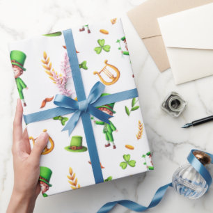 St Patrick's Day Leprechaun Iers Cadeaupapier