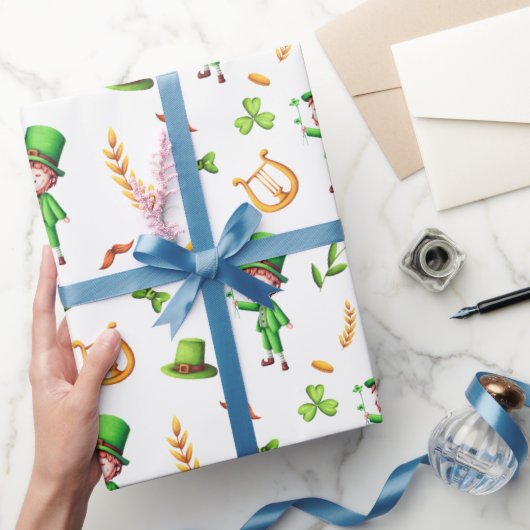 St Patrick's Day Leprechaun Iers Cadeaupapier (Geschenken)