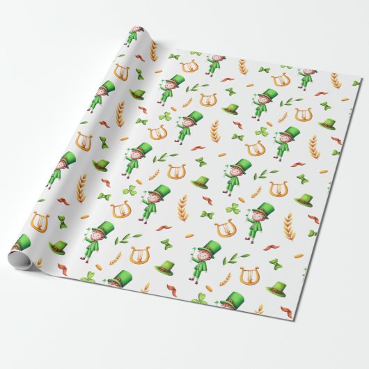 St Patrick's Day Leprechaun Iers Cadeaupapier (Uitgerold)