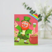 St. Patrick's Day Leprechaun Illustratie  Briefkaart (Staand voorkant)