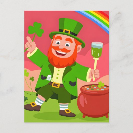 St. Patrick's Day Leprechaun Illustratie  Briefkaart (Voorkant)