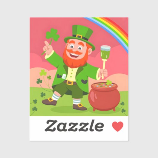 St. Patrick's Day Leprechaun Illustratie  Sticker (Vel)