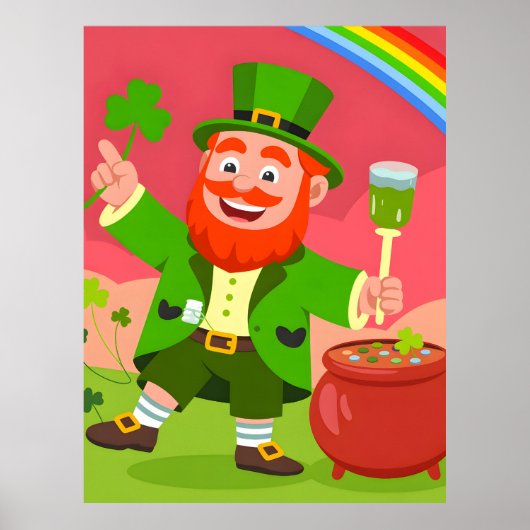 St. Patrick's Day Leprechaun Illustration  Poster (Voorkant)