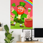 St. Patrick's Day Leprechaun Illustration  Poster (Thuiskantoor)