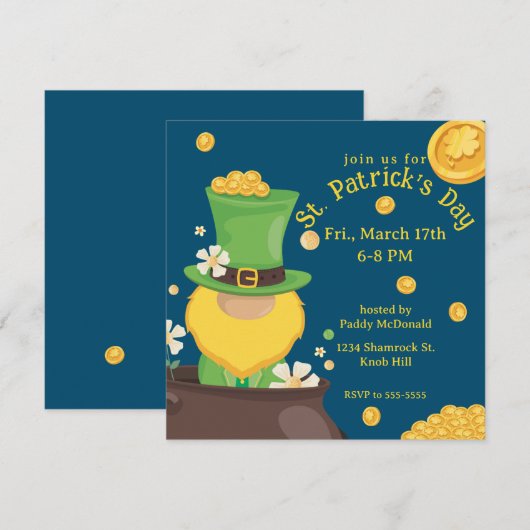 St. Patrick's Day Leprechaun in Pot of Gold Kaart (Voorkant / Achterkant)