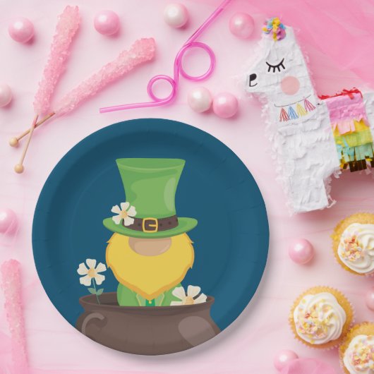 St. Patrick's Day Leprechaun in Pot of Gold Papieren Bordje (Feest)