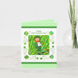 St.Patrick's Day Leprechaun & Irish Blessing Kaart