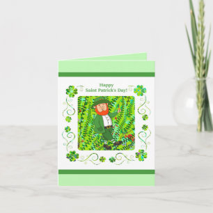 St.Patrick's Day Leprechaun & Irish Blessing Kaart