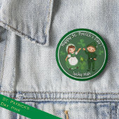 ST. Patrick's Day Leprechaun & meisje Ronde Button 5,7 Cm