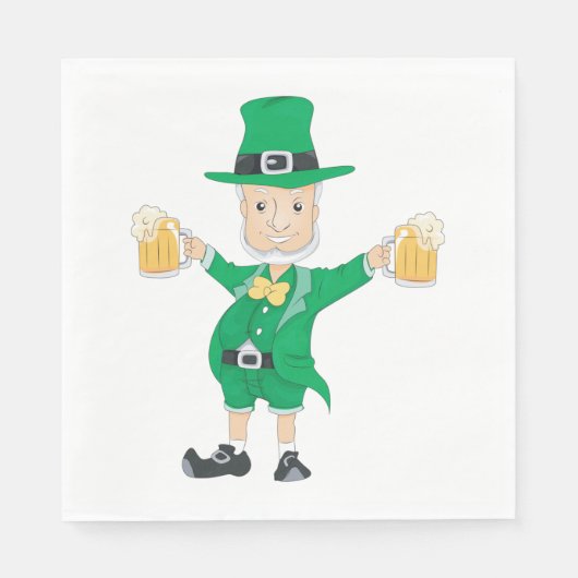 St Patrick's Day Leprechaun met bier Mokken Servet (Voorkant)