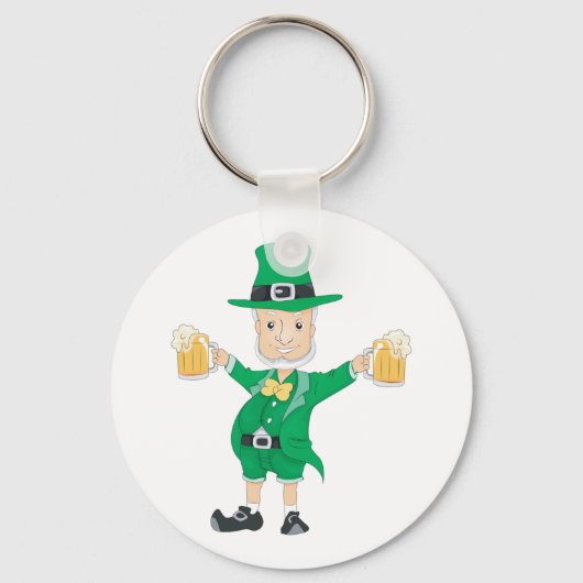St Patrick's Day Leprechaun met bier Mokken Sleutelhanger (Voorkant)