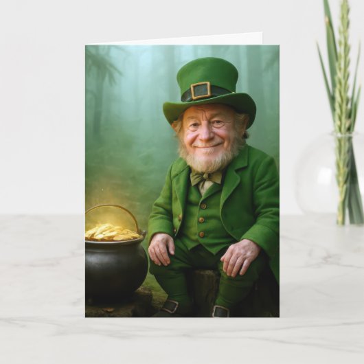 St. Patrick's Day Leprechaun met gouden munten Kaart (Voorkant)