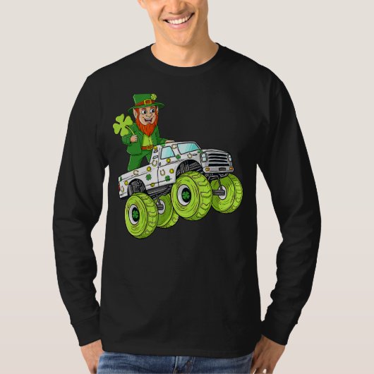 St Patrick's Day Leprechaun Monster Truck Lucky Bo T-shirt (Voorkant)