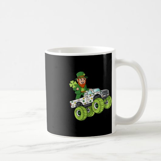 St Patricks Day Leprechaun Monster Truck Lucky Boy Koffiemok (Rechts)