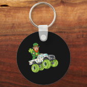 St Patricks Day Leprechaun Monster Truck Lucky Boy Sleutelhanger (Achterkant)