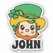 St Patrick's Day Leprechaun Name Sticker (Voorkant)