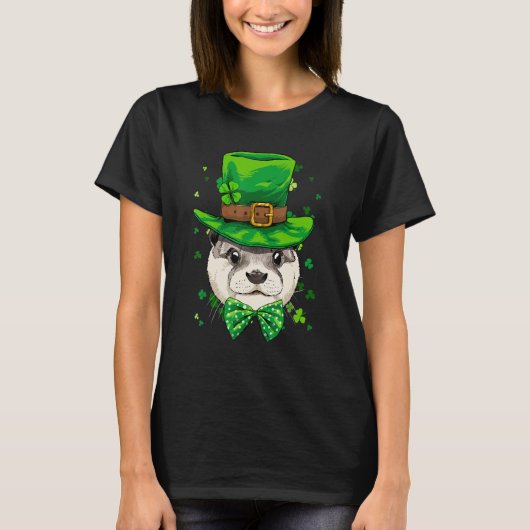St Patrick's Day Leprechaun Otter Shamrock Otter   T-shirt (Voorkant)