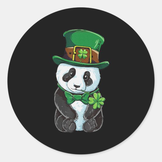 St Patricks Day Leprechaun Panda Irish Shamrock Ronde Sticker (Voorkant)