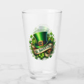 St Patricks Day Leprechaun Pet en Klavers Glas (Achterkant)