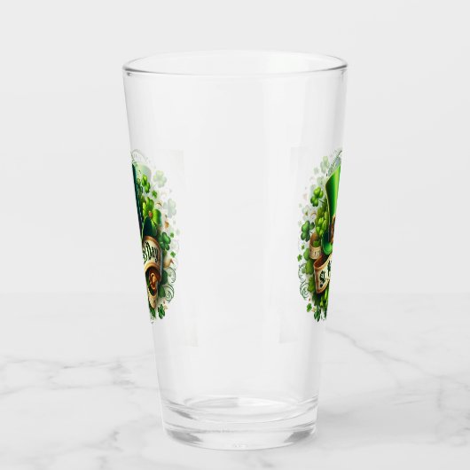 St Patricks Day Leprechaun Pet en Klavers Glas (Links)