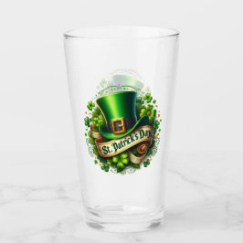 St Patricks Day Leprechaun Pet en Klavers Glas