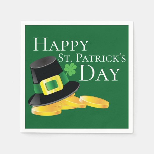 St. Patrick's Day Leprechaun Pet & Gold Coins Servetten (Voorkant)