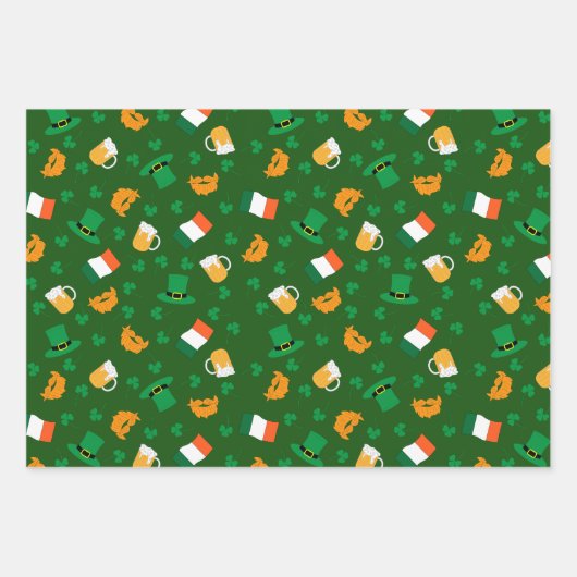 St Patrick's Day Leprechaun Pet Shamrock Flag Gold Inpakpapier Vel (Voorkant)
