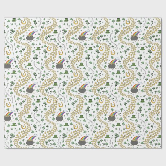 St. Patrick's Day Leprechaun Pot of Gold Cadeaupapier (Vlak)