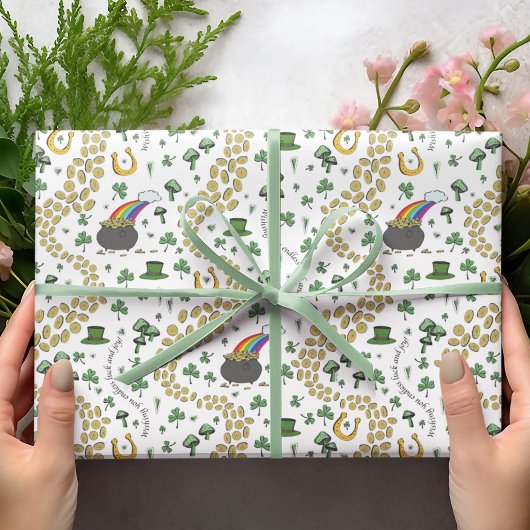 St. Patrick's Day Leprechaun Pot of Gold Cadeaupapier