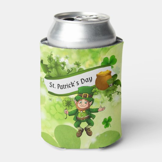 St. Patrick's Day Leprechaun Pot of Gold Clover Blikjeskoeler (Blikje Voorkant)