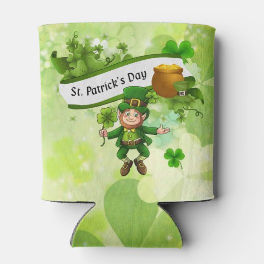 St. Patrick's Day Leprechaun Pot of Gold Clover Blikjeskoeler (Achterkant)