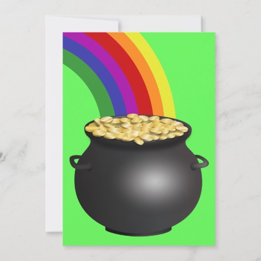 St Patrick's Day Leprechaun, Pot of Gold, Shamrock Kaart (Achterkant)