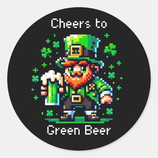 St Patrick's Day Leprechaun | Proost op groen bier Ronde Sticker (Voorkant)