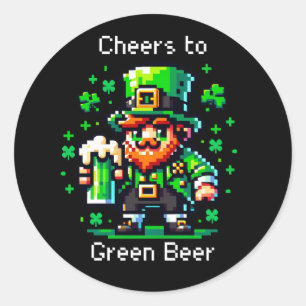 St Patrick's Day Leprechaun Proost op groen bier Ronde Sticker