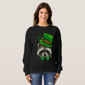 St Patrick's Day Leprechaun Raccoon Shamrock Irish Trui (Voorkant volledig)
