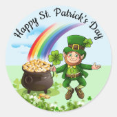 St. Patrick's Day Leprechaun Rainbow Large Ronde Sticker (Voorkant)