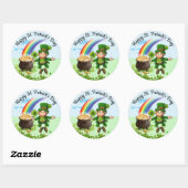 St. Patrick's Day Leprechaun Rainbow Large Ronde Sticker (Vel)