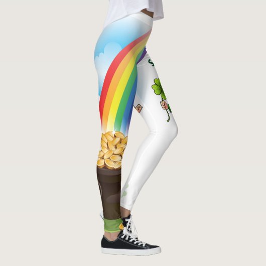 St. Patrick's Day Leprechaun Rainbow Pot of Gold Leggings (Rechts)