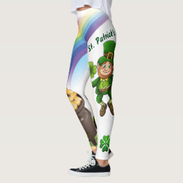 St. Patrick's Day Leprechaun Rainbow Pot of Gold Leggings