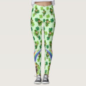 St. Patrick's Day Leprechaun Rainbow Shamrocks Leggings (Voorkant)