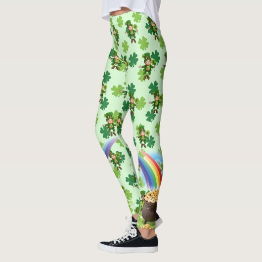 St. Patrick's Day Leprechaun Rainbow Shamrocks Leggings (Links)