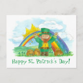 St. Patrick's Day Leprechaun regenboogpot van goud Briefkaart (Voorkant)