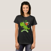 St Patricks Day Leprechaun Riding A Dinosaur Shamr T-shirt (Voorkant volledig)